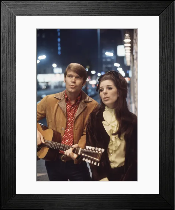 Framed Print : From left: Glen Campbell, Bobbie Gentry at the time they were recording their Duets album at Capitol Studios, Hollywood, CA, 1968