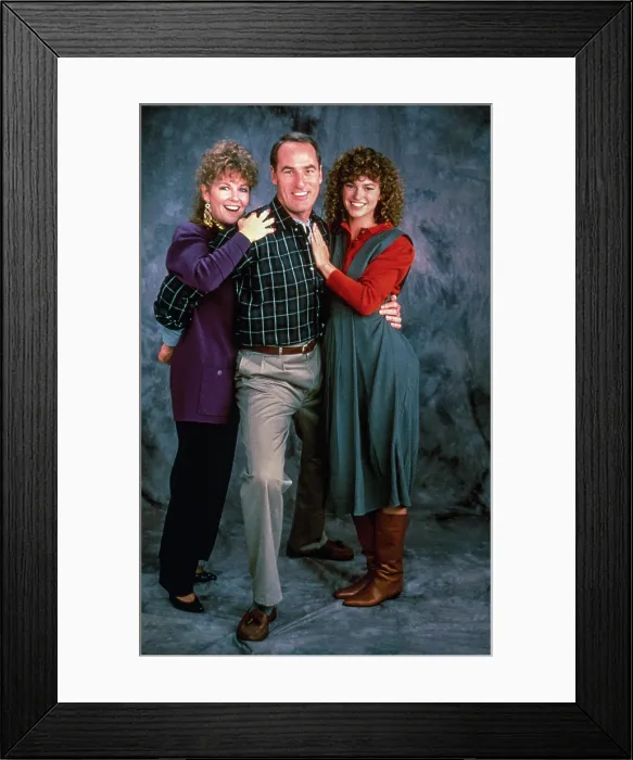 Framed Print : COACH, from left: Shelley Fabares, Craig T. Nelson, Clare Carey (Season 1, 1988), 1989-1997 Framed Print : COACH, from left: Shelley Fabares, Craig T. Nelson, Clare Carey (Season 1, 1988), 1989-1997