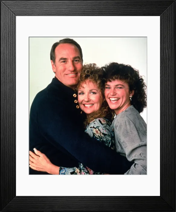Framed Print : COACH, from left: Craig T. Nelson, Shelley Fabares, Clare Carey (Season 1, 1989), 1989-1997