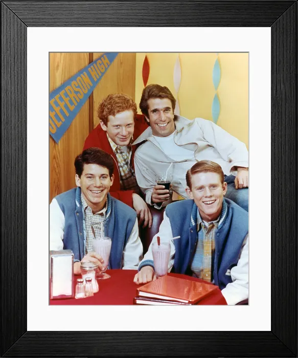 Framed Print : HAPPY DAYS, (clockwise from Top L), Donny Most, Henry Winkler, Ron Howard, Anson Williams, 1974-1980