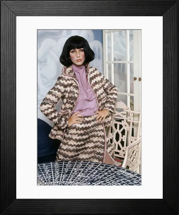 Framed Print : Cher, wearing Chanel-style suit, September 25, 1971