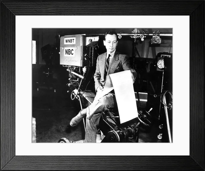 Framed Print : NBC NEWS CARAVAN, (aka CAMEL NEWS CARAVAN), John Cameron Swayze, on-set, 1949-56 Framed Print : NBC NEWS CARAVAN, (aka CAMEL NEWS CARAVAN), John Cameron Swayze, on-set, 1949-56