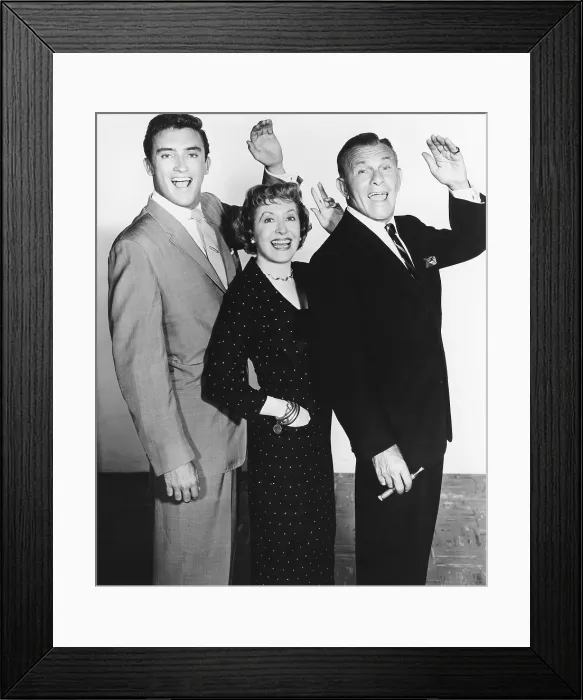 Framed Print : THE GEORGE BURNS AND GRACIE ALLEN SHOW, from left: Ronnie Burns, Gracie Allen, George Burns, (Season 8, 1958), 1950-1958