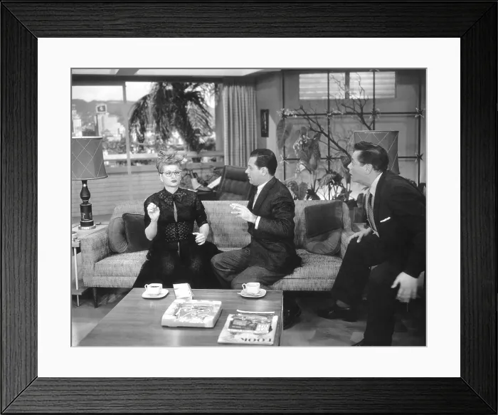 Framed Print : I LOVE LUCY, from left: Lucille Ball, William Holden, Desi Arnaz, Hollywood at Last, (aka L.A. at Last), (Season 4, ep. 417, aired Feb. 7, 1955), 1951-57 Framed Print : I LOVE LUCY, from left: Lucille Ball, William Holden, Desi Arnaz, Hollywood at Last, (aka L.A. at Last), (Season 4, ep. 417, aired Feb. 7, 1955), 1951-57