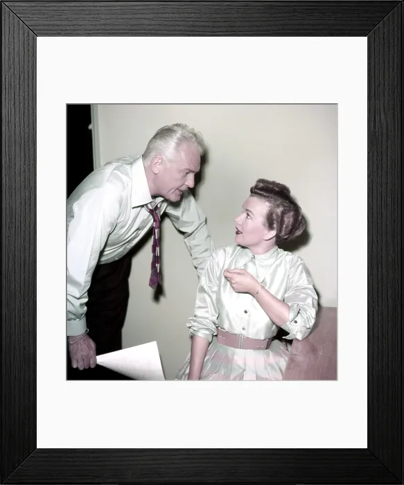 Framed Print : MY LITTLE MARGIE, from left, costars Charles Farrell, Gale Storm, on-set, 1952-55