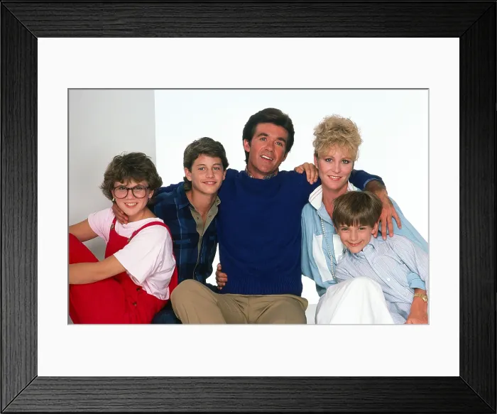 Framed Print : GROWING PAINS, from left: Tracey Gold, Kirk Cameron, Alan Thicke, Joanna Kerns, Jeremy Miller (1985), 1985-1992 Framed Print : GROWING PAINS, from left: Tracey Gold, Kirk Cameron, Alan Thicke, Joanna Kerns, Jeremy Miller (1985), 1985-1992