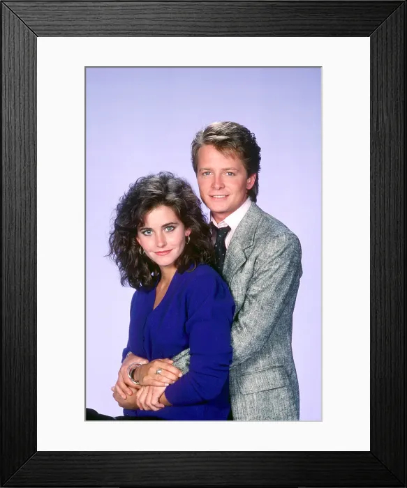 Framed Print : FAMILY TIES, from left: Courteney Cox, Michael J. Fox, (Season 5, 1987), 1982-89