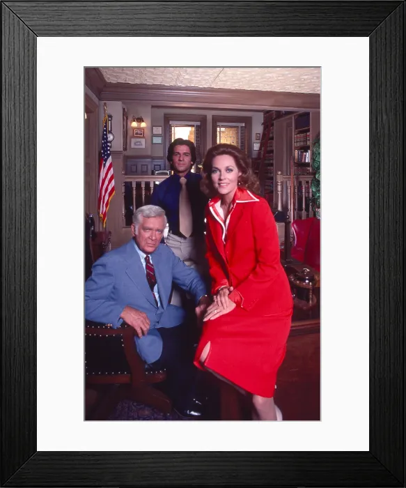 Framed Print : BARNABY JONES, (clockwise from bottom left) Buddy Ebsen, Lee Meriwether, Mark Shera, 1973-1980 Framed Print : BARNABY JONES, (clockwise from bottom left) Buddy Ebsen, Lee Meriwether, Mark Shera, 1973-1980