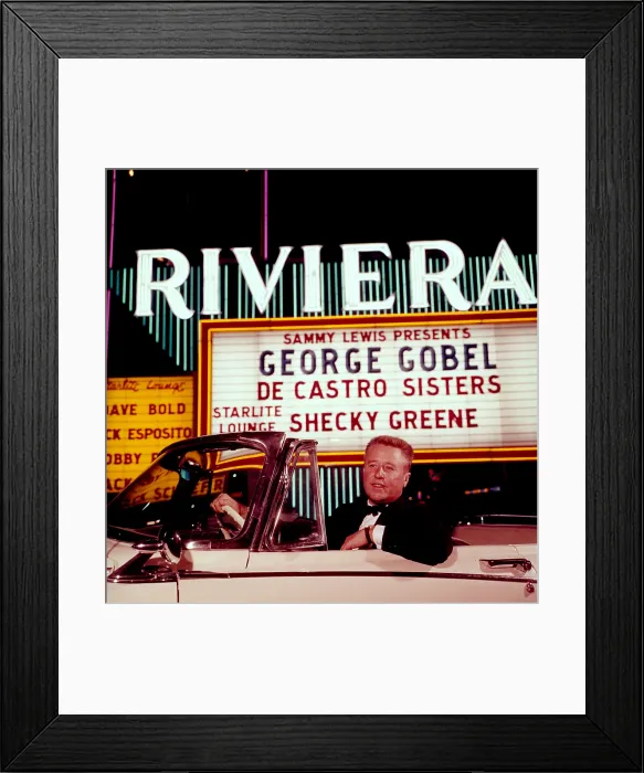 Framed Print : George Gobel in Las Vegas, where he is performing at the Riviera Hotel's Starlight Lounge, circa late 1950s