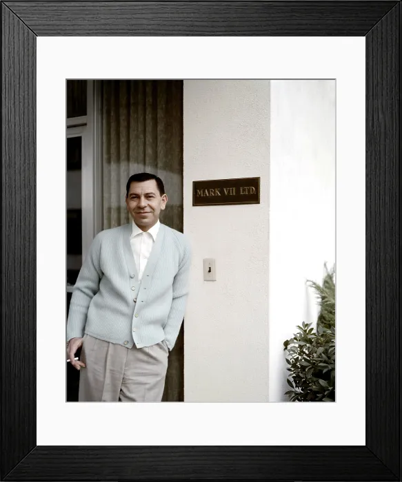 Framed Print : Jack Webb, outside his office at Mark VII Limited, ca. late 1950s Framed Print : Jack Webb, outside his office at Mark VII Limited, ca. late 1950s