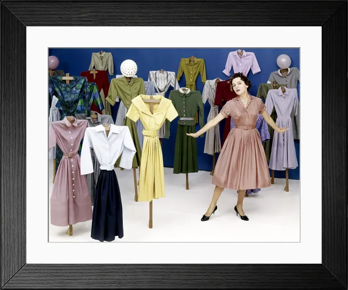 Framed Print : FATHER KNOWS BEST, Jane Wyatt, showing off some of her wardobe, 1959 Framed Print : FATHER KNOWS BEST, Jane Wyatt, showing off some of her wardobe, 1959