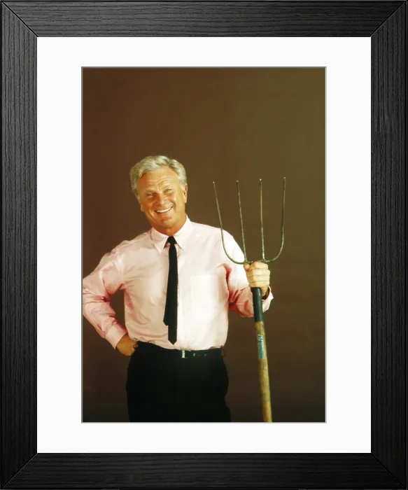 Framed Print : GREEN ACRES, Eddie Albert holding pitchfork, (Season 2, aired 1967), 1965-1971