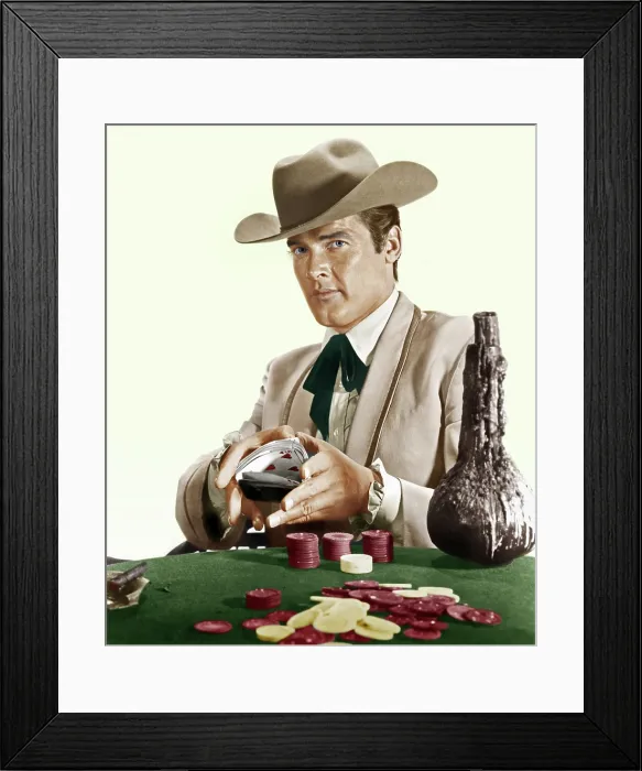 Framed Print : MAVERICK, Roger Moore, The Rivals, (Season 2, ep. 218, aired Jan. 25, 1959), 1957-62 Framed Print : MAVERICK, Roger Moore, The Rivals, (Season 2, ep. 218, aired Jan. 25, 1959), 1957-62
