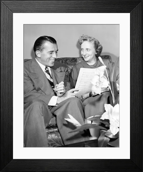 Framed Print : TOAST OF THE TOWN (aka THE ED SULLIVAN SHOW), from left: Ed Sullivan (host), Margaret Truman, backstage, (Season 4, episode 407, aired October 29, 1950), 1948-1971