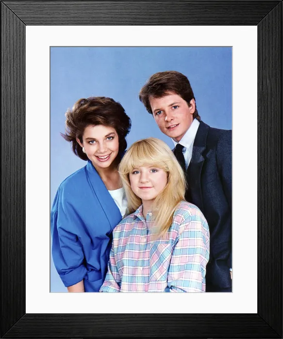Framed Print : FAMILY TIES, from left: Justine Bateman, Tina Yothers, Michael J. Fox, 1982-89