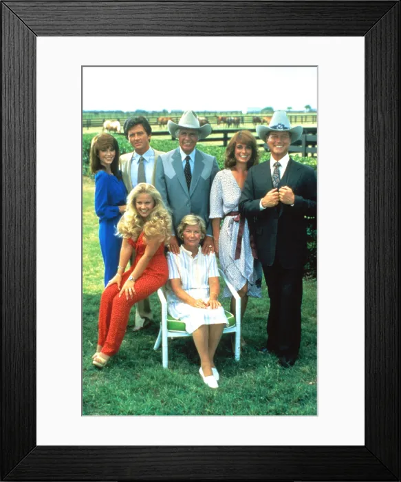 Framed Print : DALLAS, Victoria Principal, Patrick Duffy, Jim Davis, Linda Gray, Larry Hagman, Charlene Tilton, Barbara Bel Geddes, 1978-1991