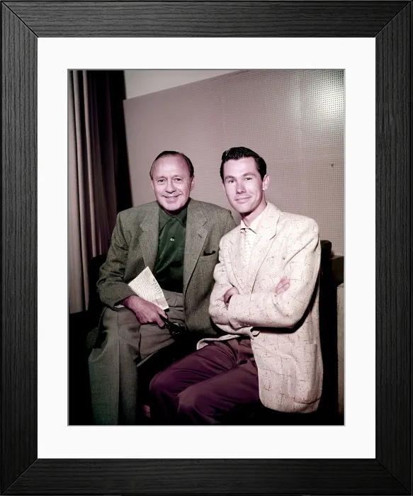 Framed Print : THE JACK BENNY PROGRAM, (aka THE JACK BENNY SHOW), from left: Jack Benny, Johnny Carson, promotional photo for Jack Gives Johnny Carson Advice, (Season 6, ep)