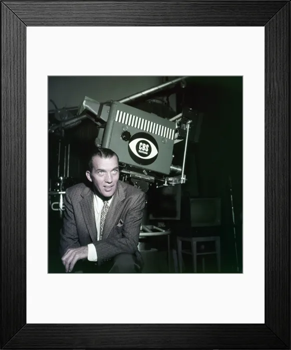 Framed Print : THE ED SULLIVAN SHOW, (aka TALK OF THE TOWN), Ed Sullivan, with TV camera, (circa 1950s), 1948-1971