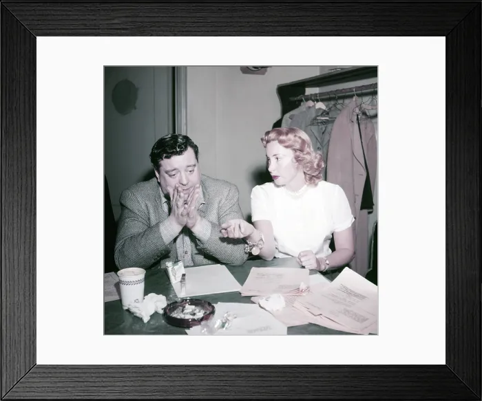 Framed Print : THE JACKIE GLEASON SHOW, from left: Jackie Gleason, Audrey Meadows, in rehearsal, (1955), 1952-1957