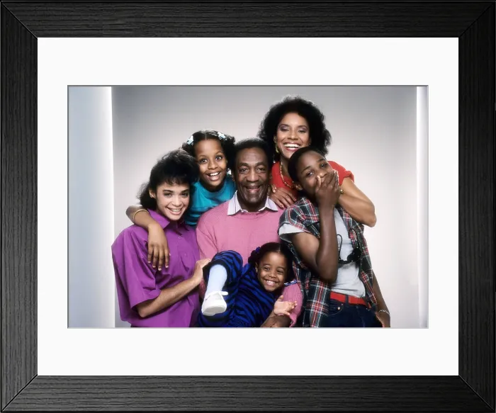 Framed Print : THE COSBY SHOW, from left: Lisa Bonet, Tempestt Bledsoe, Bill Cosby, Keshia Knight Pulliam (bottom), Phylicia Rashad, Malcolm-Jamal Warner, 1984-1992