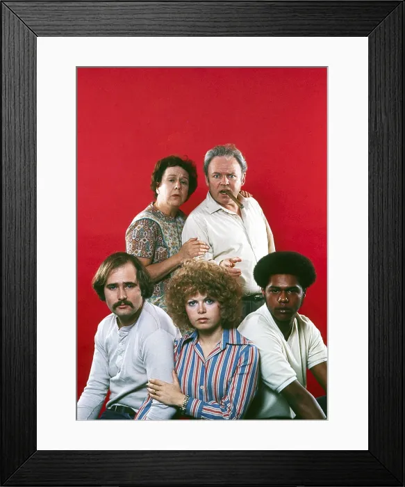 Framed Print : ALL IN THE FAMILY, from left: Rob Reiner, Jean Stapleton, Sally Struthers, Carroll O'Connor, Mike Evans, (1975), 1971-79 Framed Print : ALL IN THE FAMILY, from left: Rob Reiner, Jean Stapleton, Sally Struthers, Carroll O'Connor, Mike Evans, (1975), 1971-79