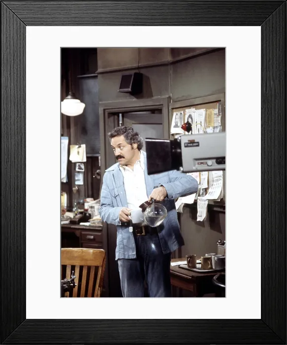 Framed Print : BARNEY MILLER, Hal Linden, on-set for Escape Artist, aired April 10, 1975 Framed Print : BARNEY MILLER, Hal Linden, on-set for Escape Artist, aired April 10, 1975