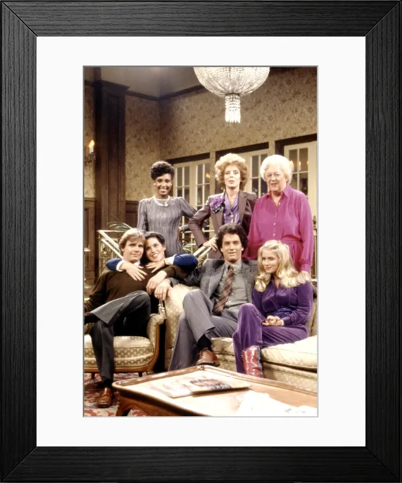 Framed Print : BOSOM BUDDIES, (top) Telma Hopkins, Holland Taylor, Lucille Benson, (bottom) Peter Scolari, Wendie Jo Sperber, Tom Hanks, Donna Dixon, 1980-1982