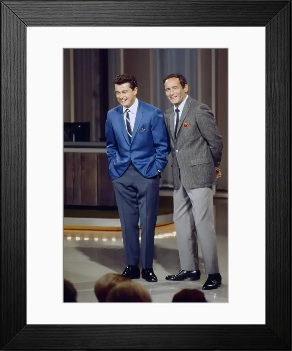 Framed Print : THE JOEY BISHOP SHOW, From left: Regis Philbin, Joey Bishop, host, (aired 1967-1969)