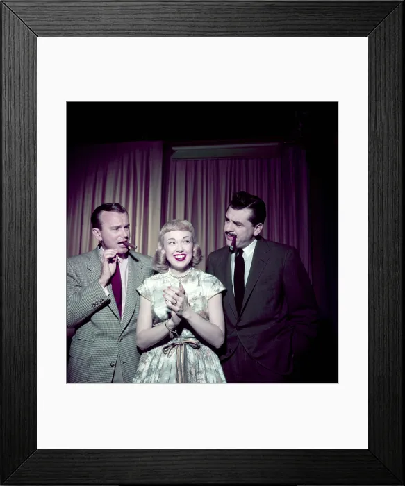 Framed Print : From left: Jack Paar of THE JACK PAAR SHOW, Edie Adams, who appeared in episodes of both THE JACK PAAR SHOW and THE ERNIE KOVACS SHOW