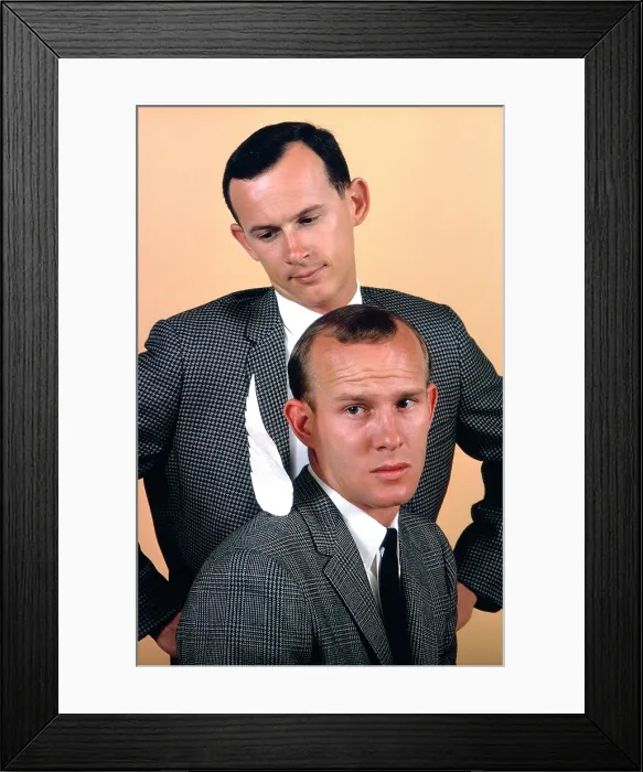 Framed Print : MY BROTHER THE ANGEL, (aka THE SMOTHERS BROTHERS SHOW), from back: Dick Smothers, Tom Smothers, 1965-66