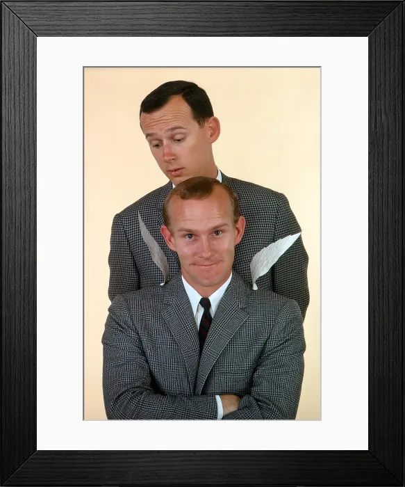 Framed Print : MY BROTHER THE ANGEL, (aka THE SMOTHERS BROTHERS SHOW), from back: Dick Smothers, Tom Smothers, 1965-66