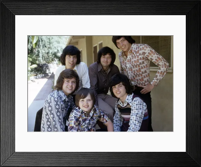 Framed Print : The Osmond Brothers (clockwise from lower left): Jimmy Osmond, Merrill Osmond, Jay Osmond, Wayne Osmond, Alan Osmond, Donny Osmond, 1973