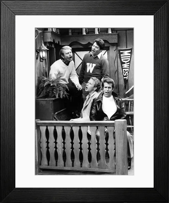 Framed Print : HAPPY DAYS, from left: Ron Howard, Anson Williams, Don Most (front), Henry Winkler, Welcome Home: Part 1, season 11, ep. 4, aired 10 / 25 / 1983, 1974-1984 Framed Print : HAPPY DAYS, from left: Ron Howard, Anson Williams, Don Most (front), Henry Winkler, Welcome Home: Part 1, season 11, ep. 4, aired 10 / 25 / 1983, 1974-1984