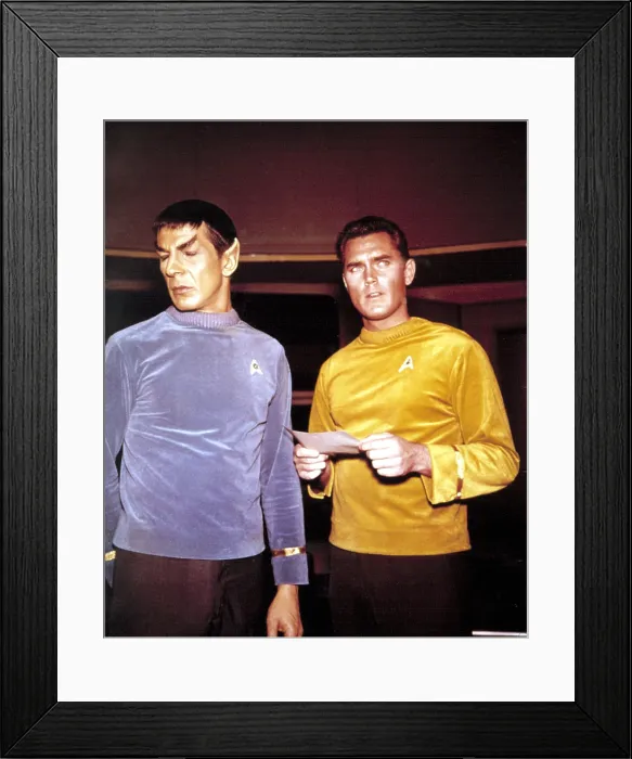 Framed Print : STAR TREK, Jeffrey Hunter, Leonard Nimoy, on the bridge of the Enterprise, in the Pilot episode: The Cage, 1965 Framed Print : STAR TREK, Jeffrey Hunter, Leonard Nimoy, on the bridge of the Enterprise, in the Pilot episode: The Cage, 1965