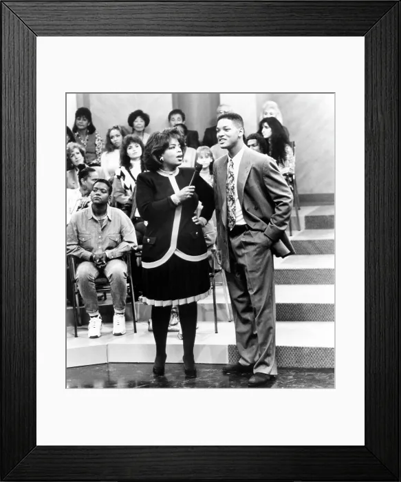 Framed Print : THE FRESH PRINCE OF BEL-AIR, (aka THE FRESH PRINCE OF BEL AIR), (from left): Oprah Winfrey, Will Smith, A Night At The Oprah, (Season 3, aired Nov. 9, 1992), 1990-96
