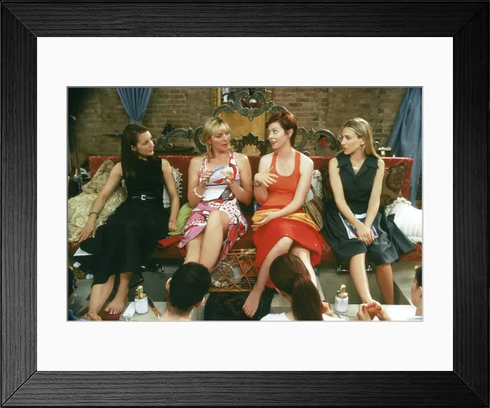 Framed Print : SEX AND THE CITY, (from left): Kristin Davis, Kim Cattrall, Cynthia Nixon, Sarah Jessica Parker, The Caste System, (Season 2, ep. 210, aired August 8, 1999), 1998-2004 Framed Print : SEX AND THE CITY, (from left): Kristin Davis, Kim Cattrall, Cynthia Nixon, Sarah Jessica Parker, The Caste System, (Season 2, ep. 210, aired August 8, 1999), 1998-2004