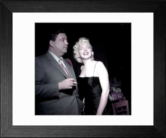 Framed Print : From left, Jackie Gleason, Marilyn Monroe, at Gleason's 39th birthday party, at Toots Shor's, February 26, 1955