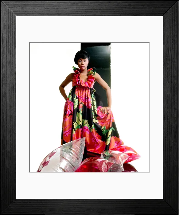 Framed Print : Diahann Carroll wearing a silk jumpsuit from Donald Brooks Summer 1967 collection, 1967