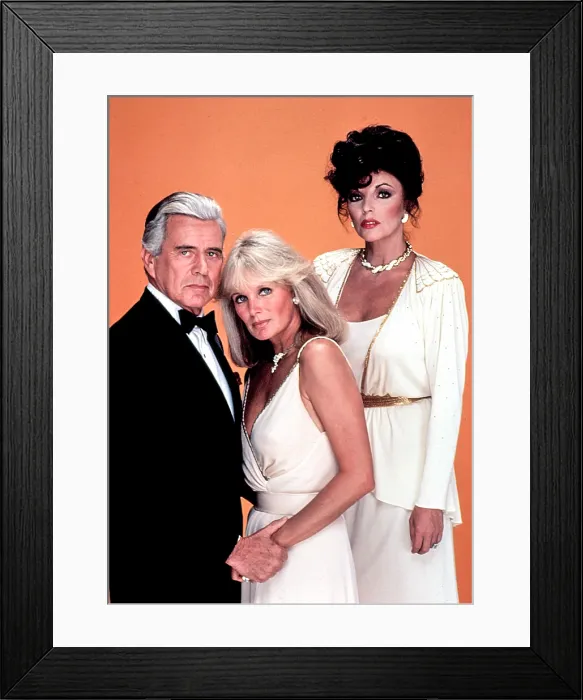 Framed Print : DYNASTY, John Forsythe, Linda Evans and Joan Collins as Blake Carrington, Krystle Carrington and Alexis Carrington-Colby, 1981-1989 Framed Print : DYNASTY, John Forsythe, Linda Evans and Joan Collins as Blake Carrington, Krystle Carrington and Alexis Carrington-Colby, 1981-1989