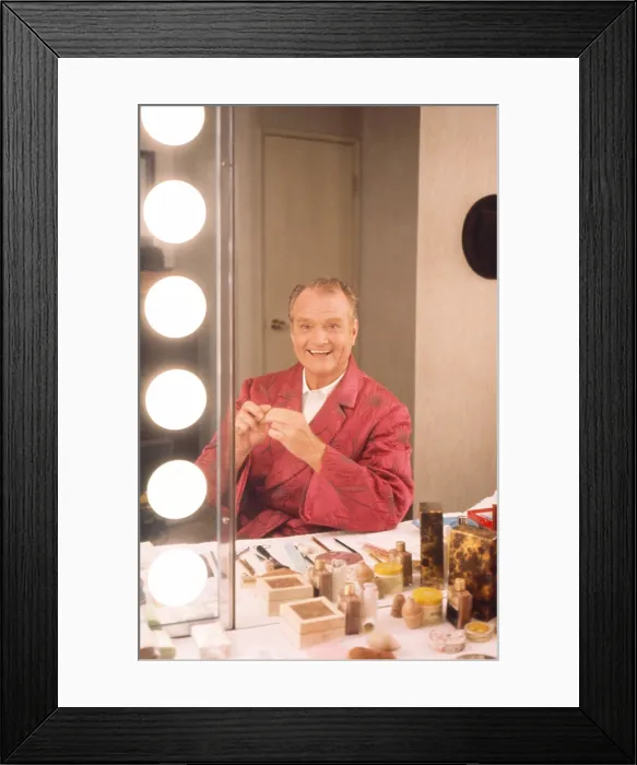 Framed Print : Red Skelton in dressing room, circa 1980s Framed Print : Red Skelton in dressing room, circa 1980s