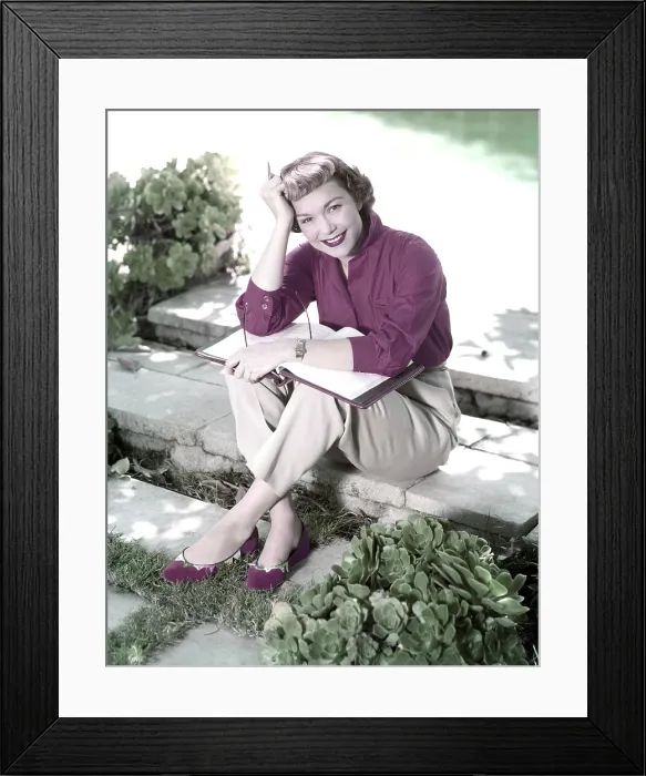 Framed Print : Jane Wyman, studying her script, ca. mid-1950s