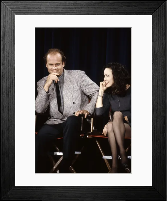 Framed Print : CHEERS 200th ANNIVERSARY SPECIAL, from left, Kelsey Grammer, Bebe Neuwirth, aired November 8, 1990