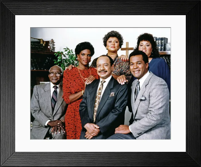 Framed Print : AMEN, (from left): Jester Hairston, Anna Maria Horsford, Sherman Hemsley, Barbara Montgomery, Clifton Davis, Roz Ryan, (1989), 1986-91 Framed Print : AMEN, (from left): Jester Hairston, Anna Maria Horsford, Sherman Hemsley, Barbara Montgomery, Clifton Davis, Roz Ryan, (1989), 1986-91