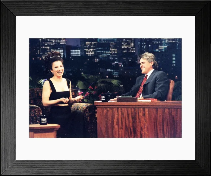 Framed Print : THE TONIGHT SHOW WITH JAY LENO, from left: Fran Drescher, Jay Leno, season 4, ep. 888, aired 3 / 20 / 1996, 1992-2014 Framed Print : THE TONIGHT SHOW WITH JAY LENO, from left: Fran Drescher, Jay Leno, season 4, ep. 888, aired 3 / 20 / 1996, 1992-2014