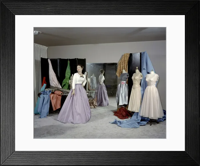 Framed Print : THE LORETTA YOUNG SHOW, (aka LETTER TO LORETTA), Loretta Young, with some of her wardrobe, ca. mid-1950s