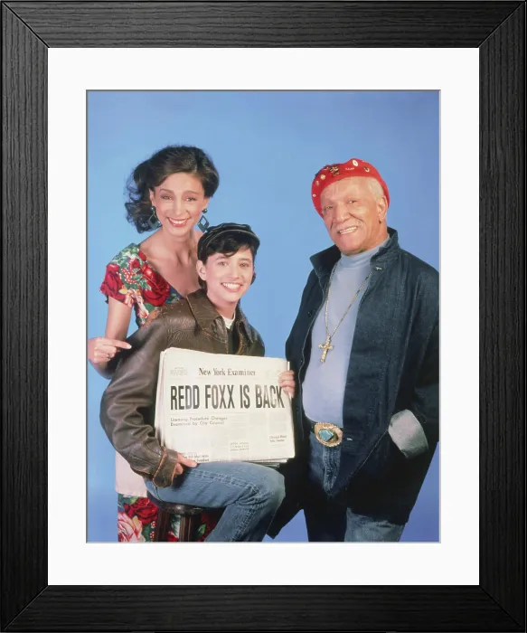 Framed Print : THE REDD FOXX SHOW, from left: Rosanna De Soto, Pamela Segall (aka Pamela Adlon), Redd Foxx, 1986 Framed Print : THE REDD FOXX SHOW, from left: Rosanna De Soto, Pamela Segall (aka Pamela Adlon), Redd Foxx, 1986