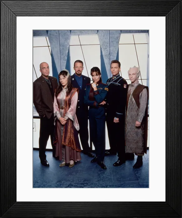 Framed Print : BABYLON 5, Jerry Doyle, Mira Furlan, Bruce Boxleitner, Tracy Scoggins, Jeff Conaway, Bill Mumy, (Season 5), 1993-98. ph. Chris Cuffaro Framed Print : BABYLON 5, Jerry Doyle, Mira Furlan, Bruce Boxleitner, Tracy Scoggins, Jeff Conaway, Bill Mumy, (Season 5), 1993-98. ph. Chris Cuffaro