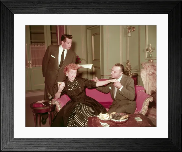 Framed Print : I LOVE LUCY, from left, Desi Arnaz, Lucille Ball, Charles Boyer, Lucy Meets Charles Boyer, season 5, episode 19, aired March 5, 1956 Framed Print : I LOVE LUCY, from left, Desi Arnaz, Lucille Ball, Charles Boyer, Lucy Meets Charles Boyer, season 5, episode 19, aired March 5, 1956