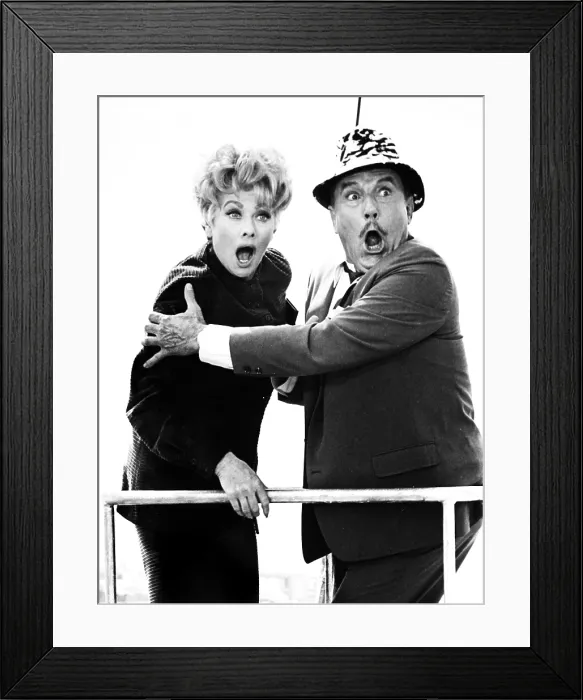 Framed Print : HERE'S LUCY, from left, Lucille Ball, Gale Gordon, Lucy and the Great Airport Chase, season 1, episode 19, aired February 3, 1969