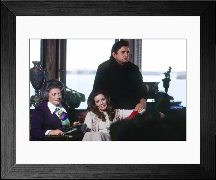 Framed Print : From lelft: Maybelle Carter, June Carter Cash, Johnny Cash, at home in Hendersonville, TN, circa 1970 Framed Print : From lelft: Maybelle Carter, June Carter Cash, Johnny Cash, at home in Hendersonville, TN, circa 1970